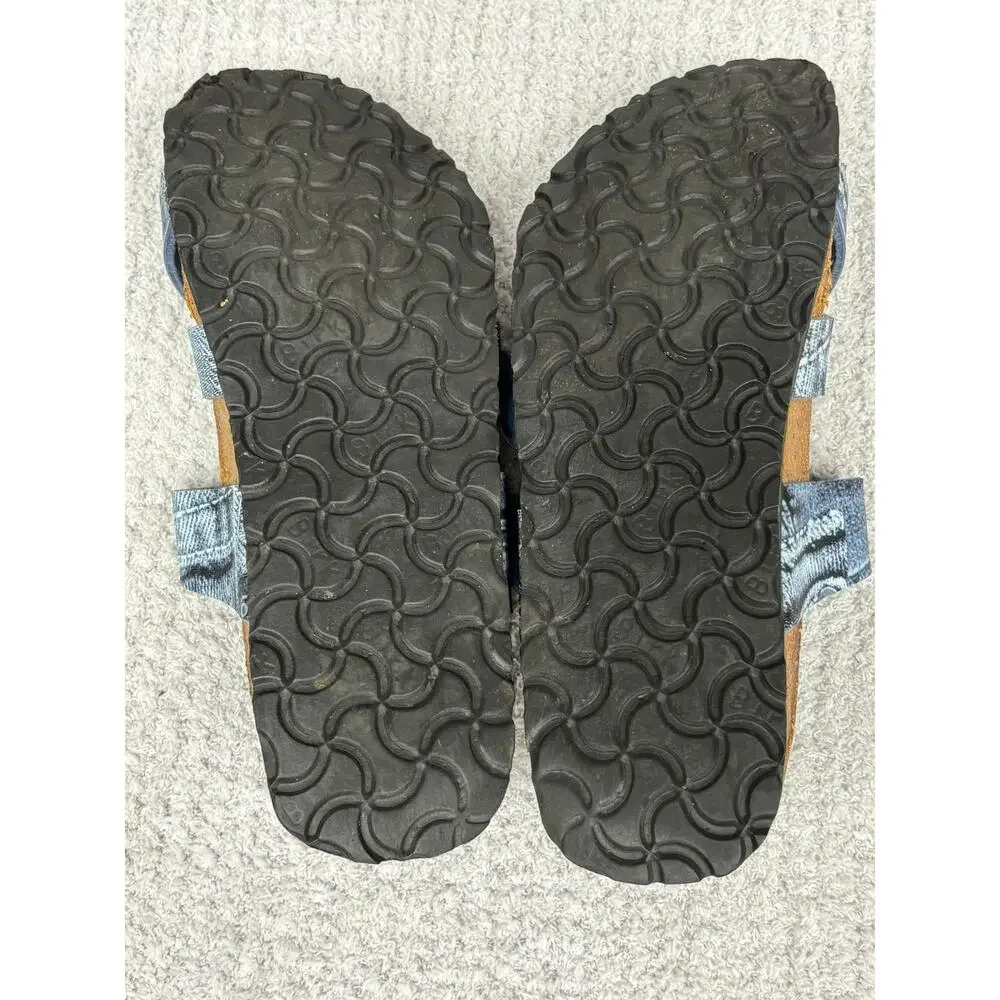 Papillio by Birkenstock Blue Denim Print Sandals Size 7 AS IS #79757